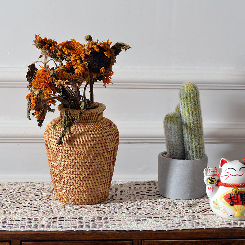 Rattan Woven Tabletop Flower Baskets