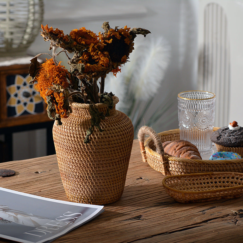 Rattan Woven Tabletop Flower Baskets