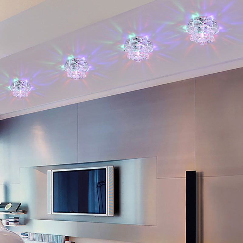 LED aisle lights with colorful crystal design installed on ceiling corridor lighting