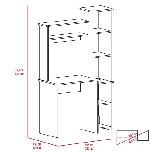 Desk Superior Shelves, White